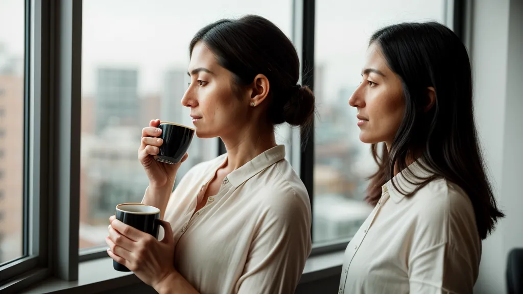HR-Managerin blickt nachdenklich aus dem Bürofenster.